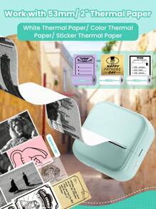 Phomemo Sticker Maker Machine - Mini Thermal Printer With 1 Roll Of Adhesive Paper (2in*21.3ft/Roll), Inkless For IPhone & Android, Portable DIY - Hồng - Xem 10