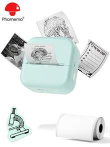 Phomemo Sticker Maker Machine - Mini Thermal Printer With 1 Roll Of Adhesive Paper (2in*21.3ft/Roll), Inkless For IPhone & Android, Portable DIY - màu xanh lá - Xem 1