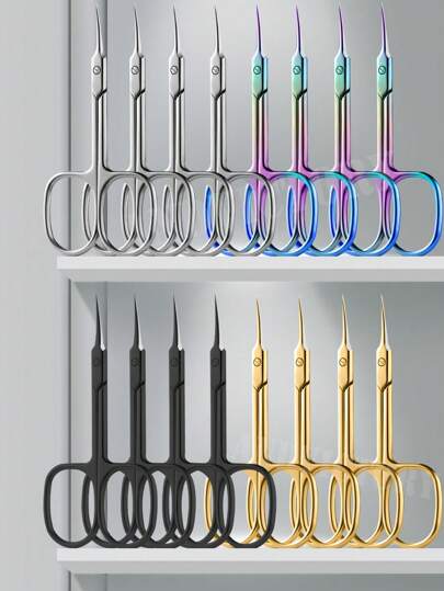 ANDVICTORY 2/4Pcs Cuticle Scissors Stainless Steel Fine Curved Blade Cuticle Nipper Trimming Eyebrow Eyelash Dry Skin Manicure Tools