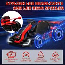 24V Electric Go Kart,Electric Drift Kart Car,Electric Drifting Go-Kart With 300W Powerful Motor Drift/Sport Mode,Big Battery,Eva Tire,Length Adjustmen Ride On Toys For Kids Racing Toy - 紅色 - 查看 4