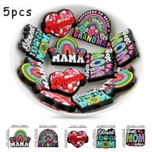 5PCS, Decorative Beads, Bead & Bead Assortment, 5 Different Combinations Of Silicone Focus Beads (Including Mama Themed/Valentine's Day Themed/Teacher's Day Themed Series), Suitable For Keychain Pendants, DIY Handmade Bracelet Jewelry Making, Bead Pens, Etc