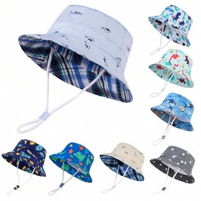 LANGZHEN Sun Ion Hat For Kids Toddler Boys Girls Wide Brim Summer Outdoor Hat Baby Bucket Hat With Chin Strap
