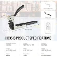 Meite HB3518 Manual Carton Closing Stapler For Cardboard Box Assembly Uses 34.7mm Crown 18mm Length Carton Closing Staples - GaryOrYellow1 - View 2