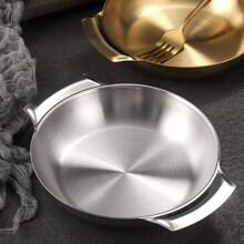 1 件不锈钢海鲜锅双柄不锈钢平底锅厨房火锅耐磨煎锅炊具厨房家用烹饪锅不锈钢炊具西班牙海鲜饭锅 - 彩色 - 查看 4