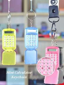 1 pieza Llavero con miniatura de calculadora de tapa abatible de moda y creativa, casual, regalo del Día de San Valentín, regalo para amigos (llave no incluida), accesorio de coche, adorno de bolso, escuela