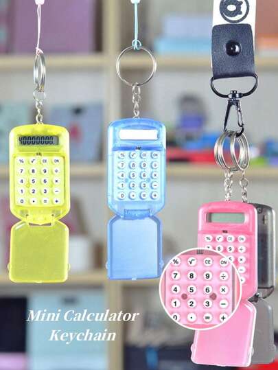 1 件时尚创意迷你翻盖计算器钥匙扣休闲、情人节礼物、送给朋友的礼物钥匙链饰物（不含钥匙）汽车配件包饰学院风可爱哥特 Y2k