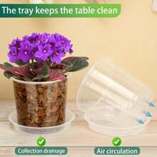 24 Pack 6/5/4/3-Inch Transparent Nursery Flowerpot Set (Flowerpot+Drain+Plant Marker Card), Transparent Plant Flowerpot, Plant Plastic Nursery Flowerpot, Seed Starting Flowerpot (3+4+5+6 Inches) Suitable For Various Plant Types And Growth Stages. Each Flowerpot Is Equipped With A Drainage Tray And A Plant Label Card For Easy Organization. Transparent Plastic Design Allows You To Easily Monitor Root Health And Soil Moisture - Clear - View 5