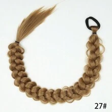 Synthetic Long Twist Braid Ponytail Extensions With Rubber Band 24 Inch Boxing Braided Hair Extensions For Women Daily Use Hair Accessories