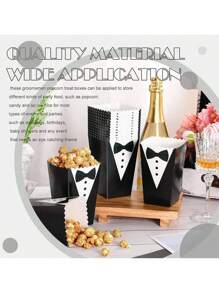 12/24/50/100 件燕尾服爆米花袋、燕尾服套装爆米花袋、黑色领带衬衫图案爆米花袋，适合派对用品 - 彩色 - 查看 3