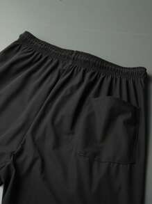 Men's Summer Casual Jogger Pants - Elastic Waist Drawstring Trousers For Daily Wear - Black - View 8