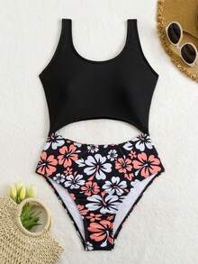 Summer New Women Printed One-Piece Sexy Backless Swimsuit, Vacation Outfits - Multicolor - View 4
