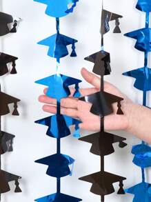 1件毕业金属流苏帘，祝贺毕业流苏帘，黑金毕业帽箔片流苏帘，2025届毕业生雨滴帘，毕业祝贺箔片帘，毕业派对背景装饰，祝贺毕业背景装饰 - 黑藍 - 查看 2