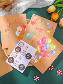 24pcs Floral Thank You Gift Paper Bags With Stickers, Cute Animal Balloon Birthday Party Gift Paper Bags With Stickers, Kraft Happy Birthday Gift Bags, Colorful Packaging Bags For Birthday Party Decor