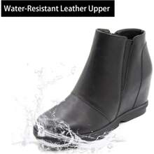 Athlefit Stylish Wedge Booties For Women With Heel Hidden Wedge Boots Comfortable Casual Ankle Boots - 黑色 - 查看 4