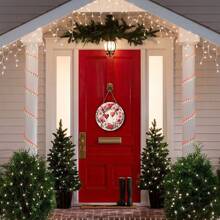 Guirnalda de madera con rosas rojas y flores rosas - Adecuada para pórtico, jardín y decoración del hogar - Multicolor - Ver 4