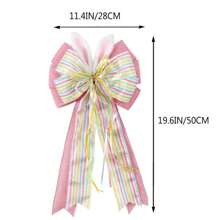 Easter Large Wreath Bows Burlap Wired Ribbbon Bow With Bunny Ears Easter Tree Topper Ornament For Spring Home Holiday Party Outdoor - Pink - View 6