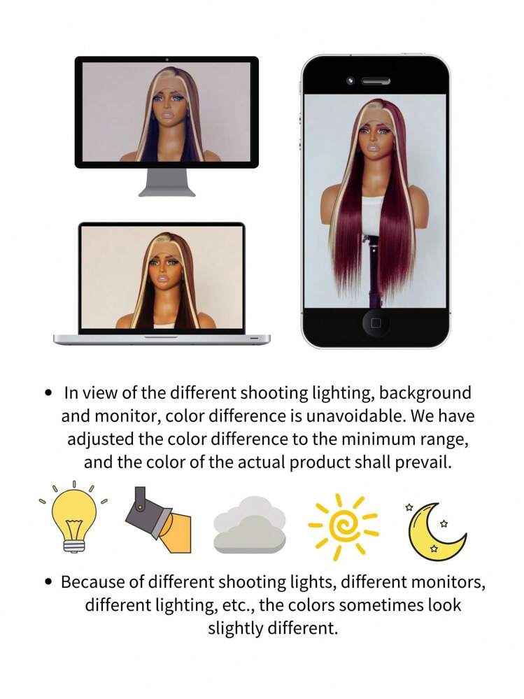 SALLYWELL 女士渐变金色蕾丝前假发 13*4 英寸 合成热红棕色纤维粘合红棕色直发预拔发际线无胶蕾丝前假发适合日常派对使用 - 挑染金色 - 查看 10