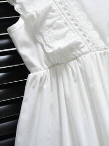 Young Girls Fashionable Lace Sleeveless Princess Vacation Dress, Summer