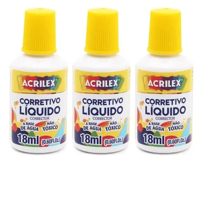 KIT 3 Corretivo Liquido Escolar 18ml -  Acrilex