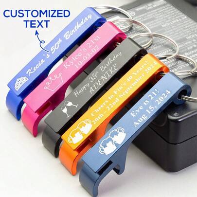Personalisierte Flaschenöffner Schlüsselanhänger - Individuell gravierte Geburtstags-Gastgeschenke in Großmengen, 21., 30., 40., 50. Geburtstagsparty Zubehör, Bieröffner, einzigartige Partygastgeschenke, multifunktional, dekorativ, schimmelresistent, wiederverwendbar, niedlich, hochwertig, modern, individuell, personalisiert, einzigartig, ideale Geschenke für ihn, ideale Geschenke für sie, Freundin, Familie, Freunde, Sohn, Schüler, Mitarbeiter, Kinder, Esszimmer, Badezimmer, Wohnzimmer, Schlafzimmer, Büro, Teeraum, Schule, Zuhause, zarte Romantik