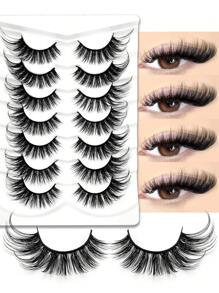 Rikuaild Cat Eye Eyelashes 7 Pairs Fluffy False Eyelashes Fox Eye Lashes Faux Mink Lashes Natural Look Eyelashes Lash Extension Makeup