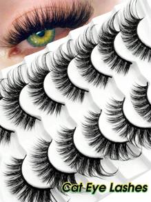 Rikuaild Cat Eye Eyelashes 7 Pairs Fluffy False Eyelashes Fox Eye Lashes Faux Mink Lashes Natural Look Eyelashes Lash Extension Makeup