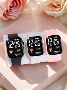 3pcs/Set Stylish And Elegant Digital Watches For Teenagers, Campus Life, Party Holidays, Gifts For Friends, Thanksgiving, Valentine's Day