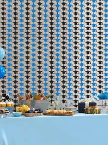 1件毕业金属流苏帘，祝贺毕业流苏帘，黑金毕业帽箔片流苏帘，2025届毕业生雨滴帘，毕业祝贺箔片帘，毕业派对背景装饰，祝贺毕业背景装饰 - 黑藍 - 查看 3