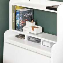 SoBuy Children Folding Table Desk Children Desk With Mobile Storage Chest White W64 X D62 X H98cm FWT105-W - White - View 4
