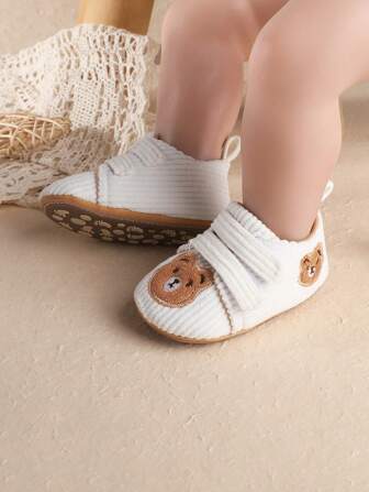 Toddler Cartoon Anti-Slip Soft Sole Shoes With Hook And Loop, For Babies 0-1 Years Old, Indoor Use, 3-12 Months Newborn