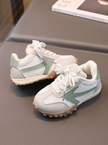 1 par de zapatos deportivos casuales cómodos, con malla transpirable y de moda para niños, para primavera/verano