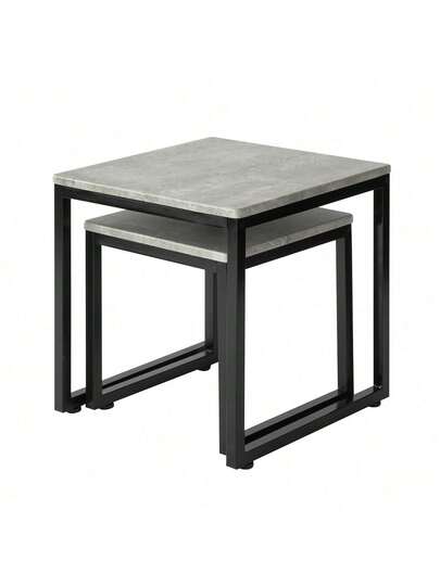 SoBuy FBT42 HG, Nesting Tables, Set Of Coffee Tafel Side End Table, Grijs Zwart view 4