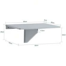 SoBuy FWT03 Wall-Mounted Folding Table, Kitchen Table, Children's Furniture, Laptop Table, Dining Table, Desk - Grey - View 2
