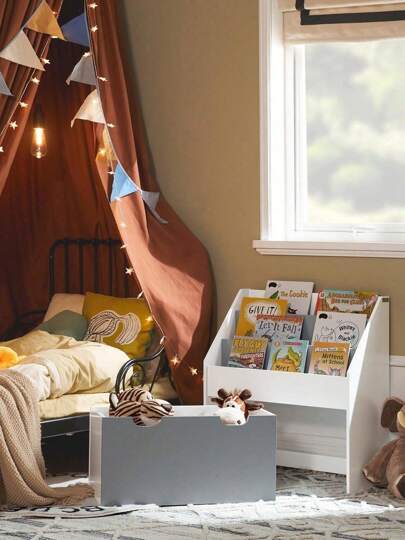 SoBuy KMB17-HG, Children Kids Bookcase Book Shelf Storage Display Rack Organizer Holder, Storage Drawer On Wheels