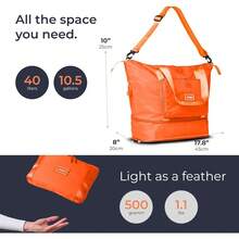 The Foldie® Foldable Travel Tote Bag For Women - Weekender Bags For Women, Item Travel Bag - trái cam - Xem 8