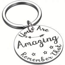 1pc Inspirational Stainless Steel Keychain Bag You Are Amazing, Remember This Is A Motivational Keychain Prepared For Friends And Colleagues Car Accessories Bag Charm School Cute Goth Y2k Halloween Accessories Teachers Day Christmas Gift Ideas Bag Accessories Lanyards With Id Holder Car Accessories Bag Charms