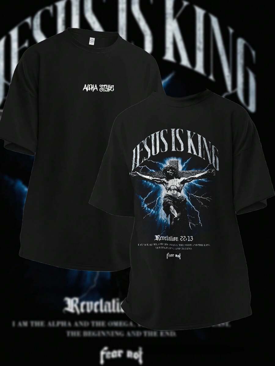 Unisex Jesus Streetwear T-Shirt Christian Fashion - màu đen - Xem 1