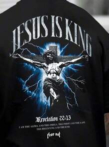 Unisex Jesus Streetwear T-Shirt Christian Fashion - màu đen - Xem 3