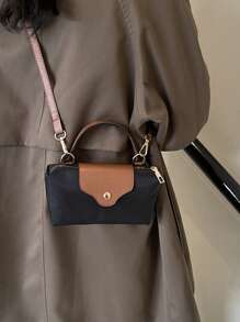 1 pieza Bolso de mano de moda pequeño y cuadrado, bolso de hombro y bandolera versátil y de moda para mujer, monedero mini de unicolor, cabe teléfono, monedas, lápiz labial, uso diario, ir al trabajo