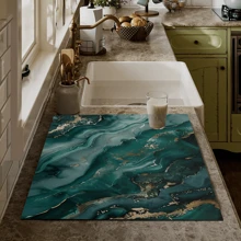 1 tấm thảm thoát nước bằng silicon họa tiết mực trừu tượng vân đá cẩm thạch giả, thiết kế chấm bi xanh lá cây và vàng, chống trượt, siêu thấm hút, chống mài mòn, dùng cho mặt bàn bếp, quầy cà phê, nhà hàng, bàn bếp, hiên nhà - JQLSD-626 - Xem 8