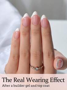 150 片短款粉色和白色法式凝胶按压指甲，哑光法式假指甲，软凝胶假指甲，15 种尺寸的人造指甲，适用于美甲 DIY 和沙龙，女士美甲用品 - 粉色 - 查看 2