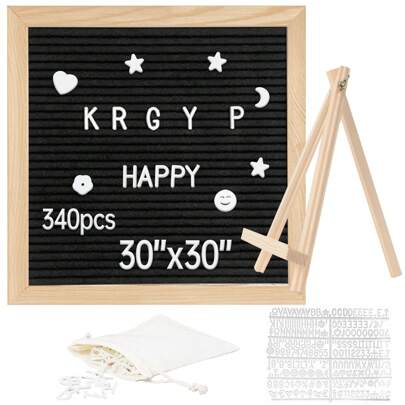 Pizarrón y letrero de madera vintage 30cm x 30 cm Marco de roble Tablero de Letras de Fieltro con Letras Pizarrón y Letrero de Madera Vintage Tablero alfabético de Fieltro enmarcado en Roble con dos Juegos de Letras y Números un trípode Marco de roble tablero de letras de Fieltro con Letras Números, Emojis en Total 340 Intercambiables, Soporte de Trípode les Tablero de mensajes para anuncios de bebés adecuado para el aprendizaje de los niños expositores de restaurantes y tiendas (340 Letras, Números, Signos y Emojis)