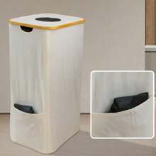 105L Recycling Bin With Lid 2 Removable Reusable Inner Bag For Empty Plastic Bottles, Storage Empty Bottle Collector For Home - 米色 - 查看 6