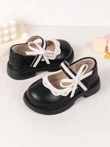 Girls' Cute Bowknot PU Lace-Up Design Comfortable Flat Shoes