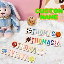 1 PC Customized Name Puzzle, Customize Your Name, Multiple Colors, Can Be Matched With Cute Elements, Wooden Educational Early Learning Toys, Baby Christening Anniversary Gift