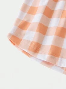 Bộ đồ ngủ 2 món in hình mèo vừa vặn và quần short kẻ caro cho bé gái, đồ mặc nhà ngày lễ thoải mái - Nhiều màu - Xem 6