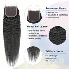 Kinky Straight Human Hair 3 Bundles With 5x5 Closure Yaki Straight Human Hair Weave Bundles Brazilian Human Hair Bundles In Hair Extensions Natural Black