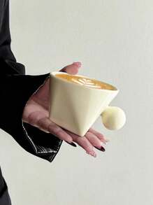 Asymmetrical Triangle & Round Handle Ceramic Mug, Asymmetrical Triangle Ins-Style Coffee Mug, Retro Milk Breakfast Cup, Artistic Afternoon Tea Mug, Suitable For Restaurant, Living Room, Cafe - Multicolor - View 8