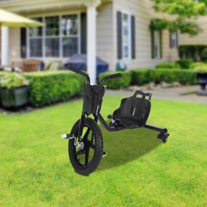 kangten Drift Tricycle Pedal Drift Trike, Adjustable Trike Stable Drift Kart Pedal Go Kart Black, Max 80kg/176.37lbs