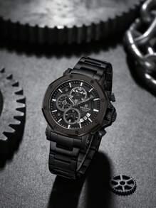 NAVIFORCE Relojes para hombre Reloj resistente con cronógrafo multifunción de acero inoxidable para hombre con características de fecha y cronómetro - negro 2 - Ver 4